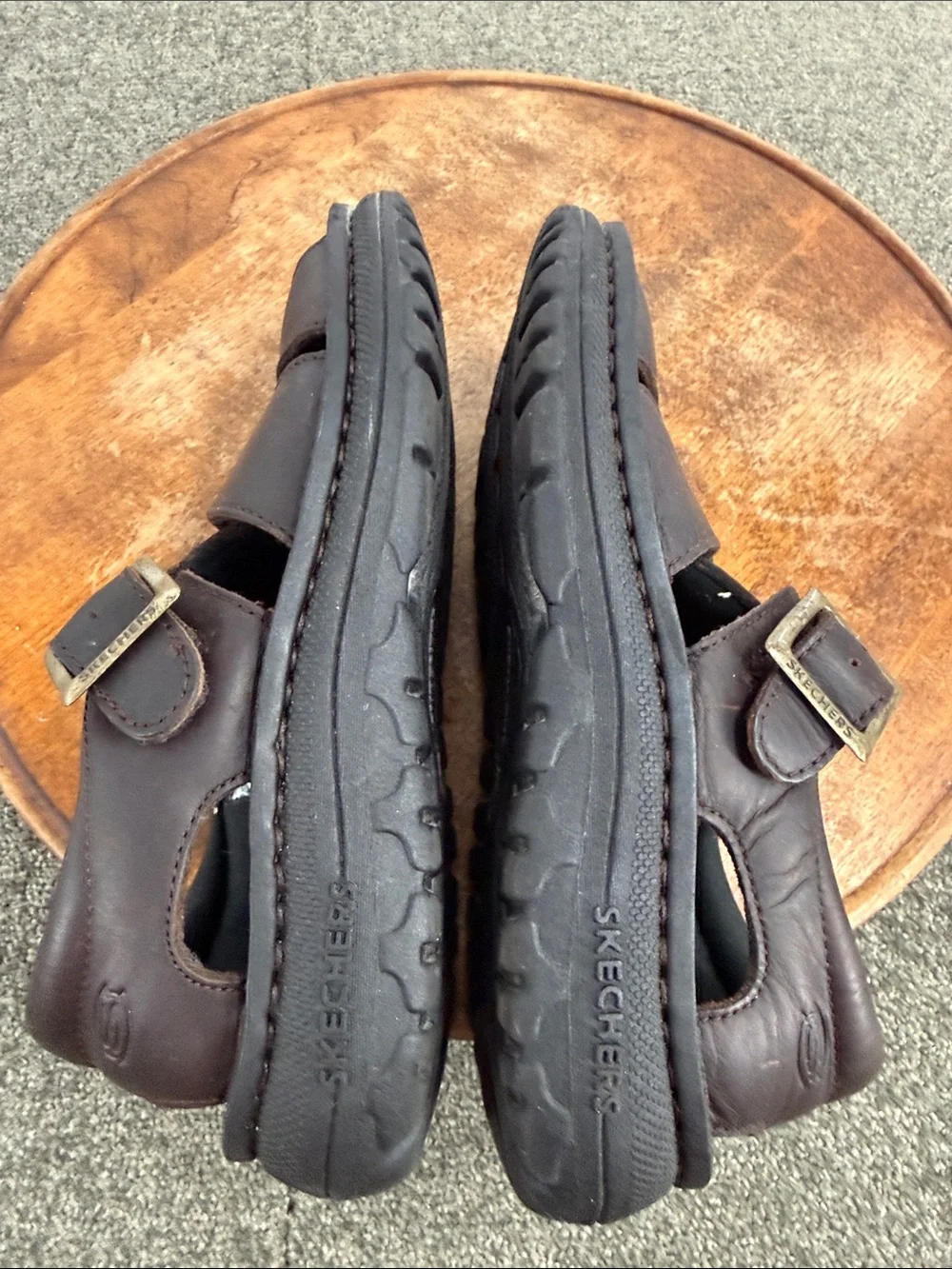 Skechers Sandals Mens 7 Brown Leather Fisherman Buckle Chunky 90s Y2K 7411